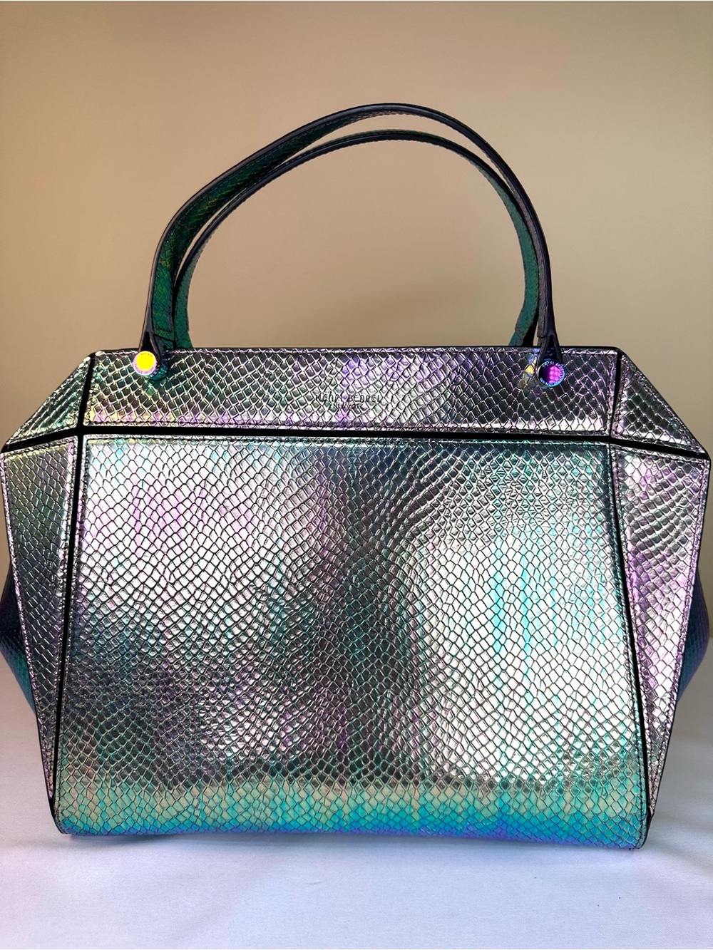 Henri Bendel Bijoux Satchel RARE Petro Holographic Snakeskin Satchel NWOT